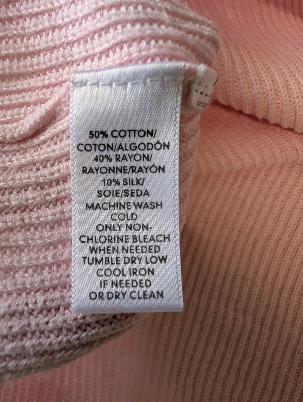 LOFT Pink Strappy Back Bell Sleeve Ribbed Knit Cotton Silk Blend Sweater Size M - Picture 12 of 12